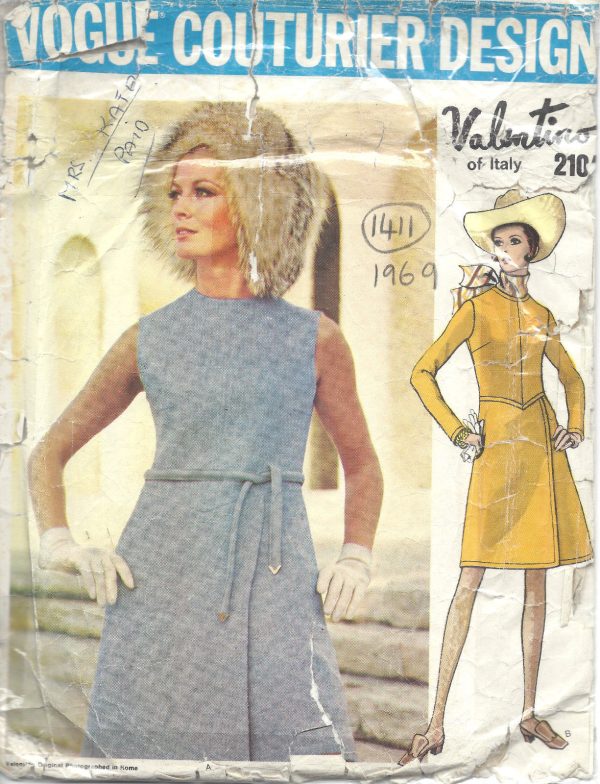 1969-Vintage-VOGUE-Sewing-Pattern-DRESS-B38-1411-Valentino-261878461914-2