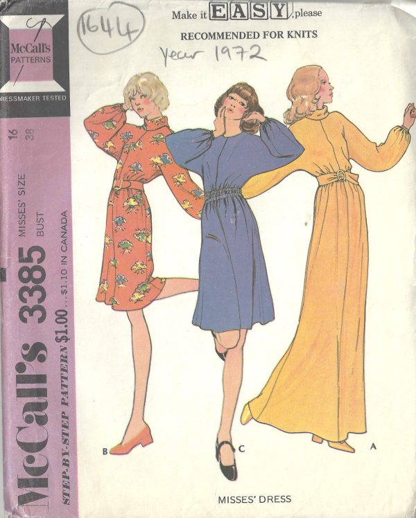 1972-Vintage-Sewing-Pattern-B38-DRESS-1644-252383662984