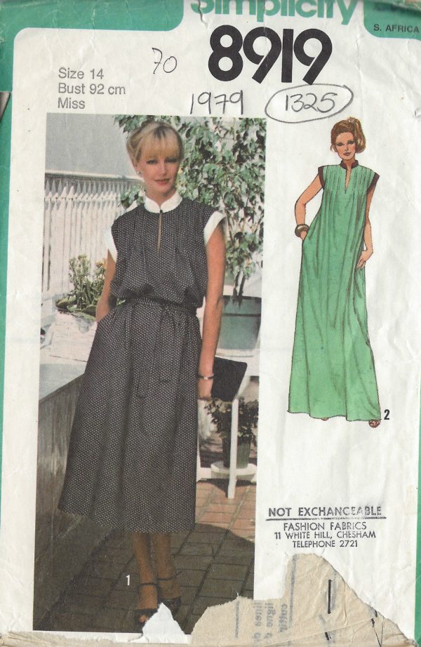 1979-Vintage-Sewing-Pattern-B36-CAFTAN-STYLE-DRESS-1325-261584127034