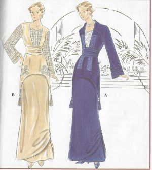 1930s Vintage Sewing Pattern B32 TWO-PIECE DRESS 1443