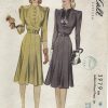 1940-WW2-Vintage-Sewing-Pattern-B36-DRESS-1440-261941895115