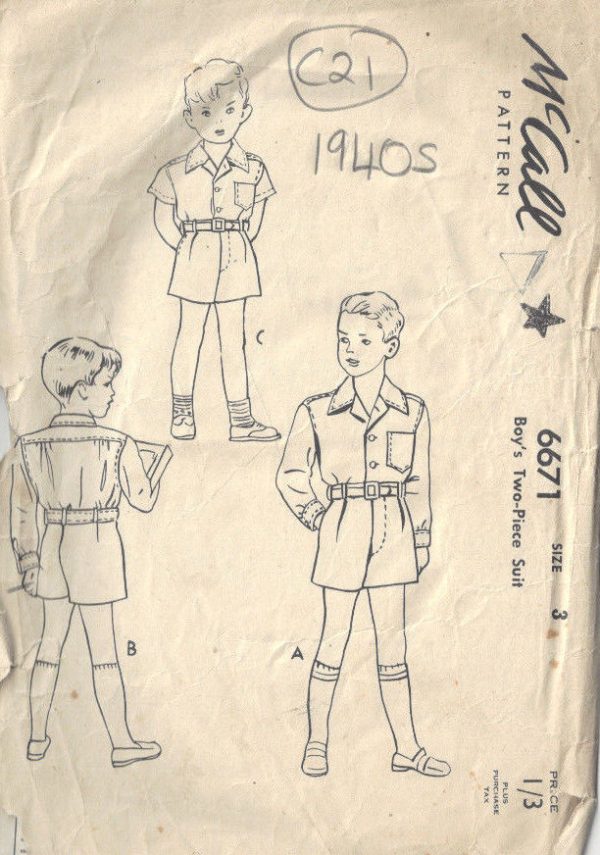 1940s-Childrens-Vintage-Sewing-Pattern-S3-B22-BOYS-SUIT-SHORTS-TOP-C21-252521437755