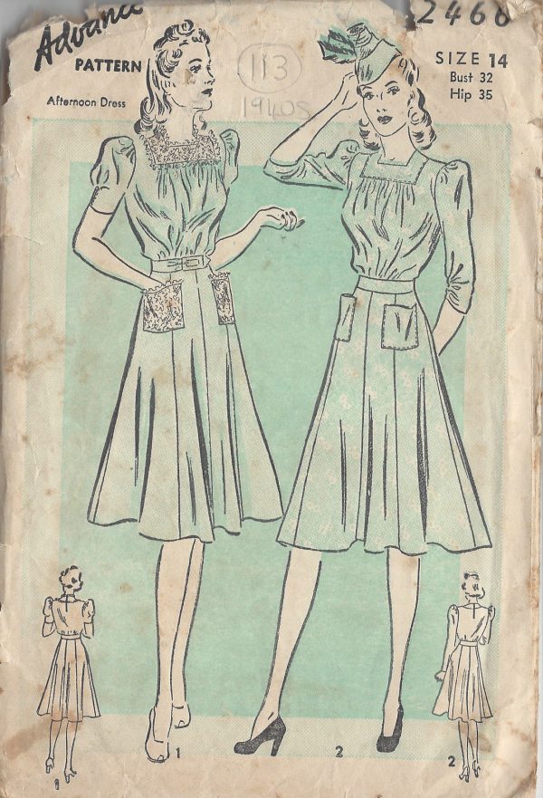 1940s-Vintage-Sewing-Pattern-B32-DRESS-113-251173747095