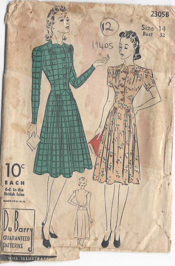 1940s-Vintage-Sewing-Pattern-B32-DRESS-12-By-Du-Barry-251174182565