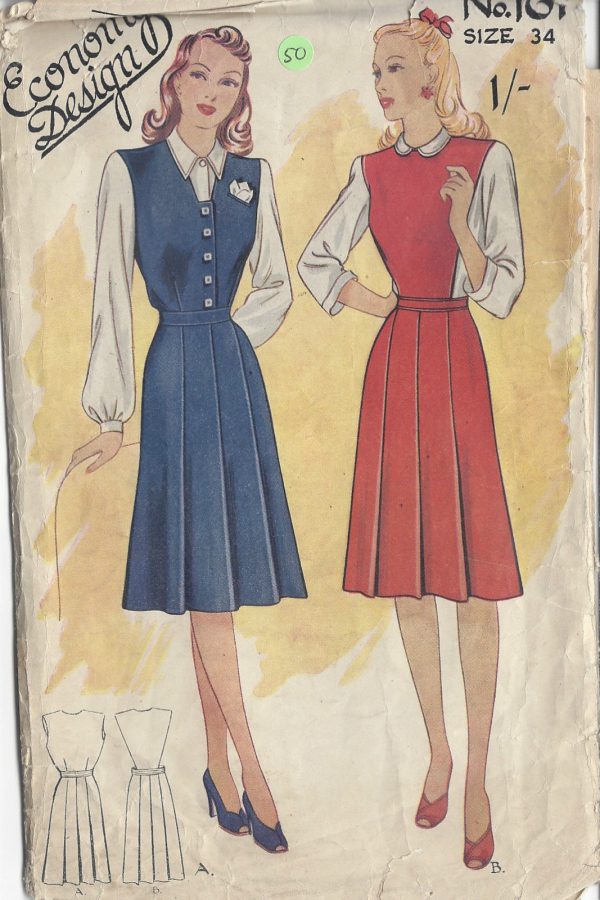 1940s Vintage Sewing Pattern B34 PINAFORE DRESS (50) - The Vintage