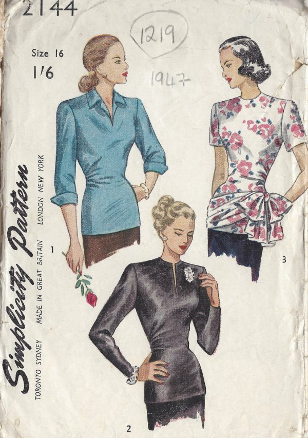 1947-Vintage-Sewing-Pattern-B32-BLOUSE-1219-261449353375