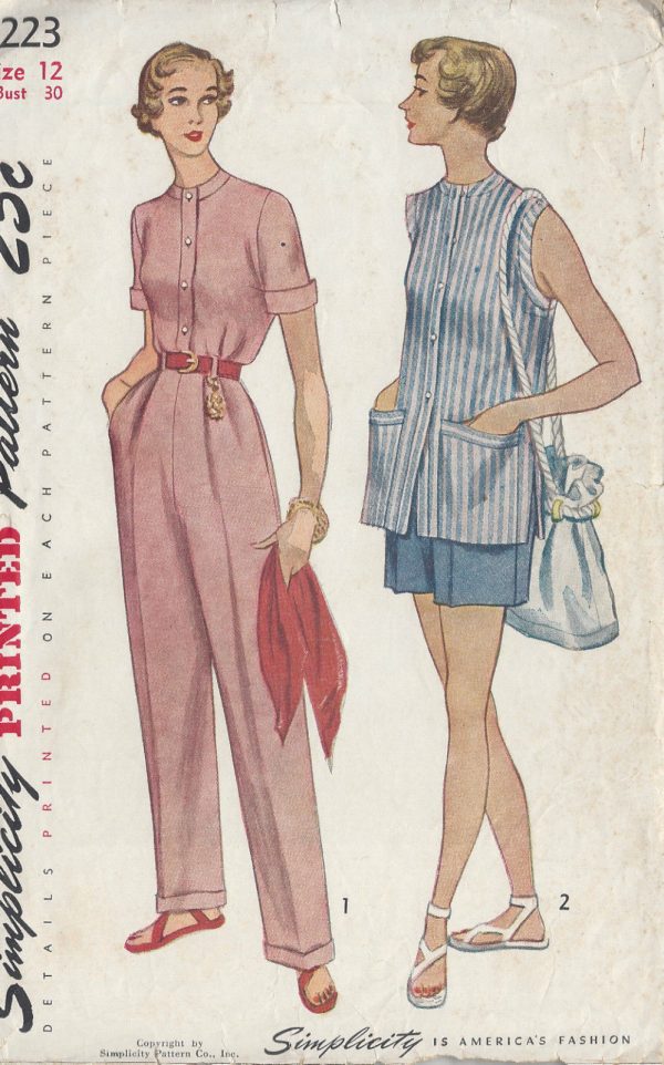 1950-Vintage-Sewing-Pattern-B30-W25-SLACKS-SHORTS-SHIRT-R650-251175185445