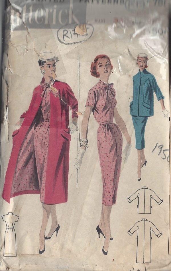 1950s-Vintage-Sewing-Pattern-B34-DRESS-COAT-R175-251163981855
