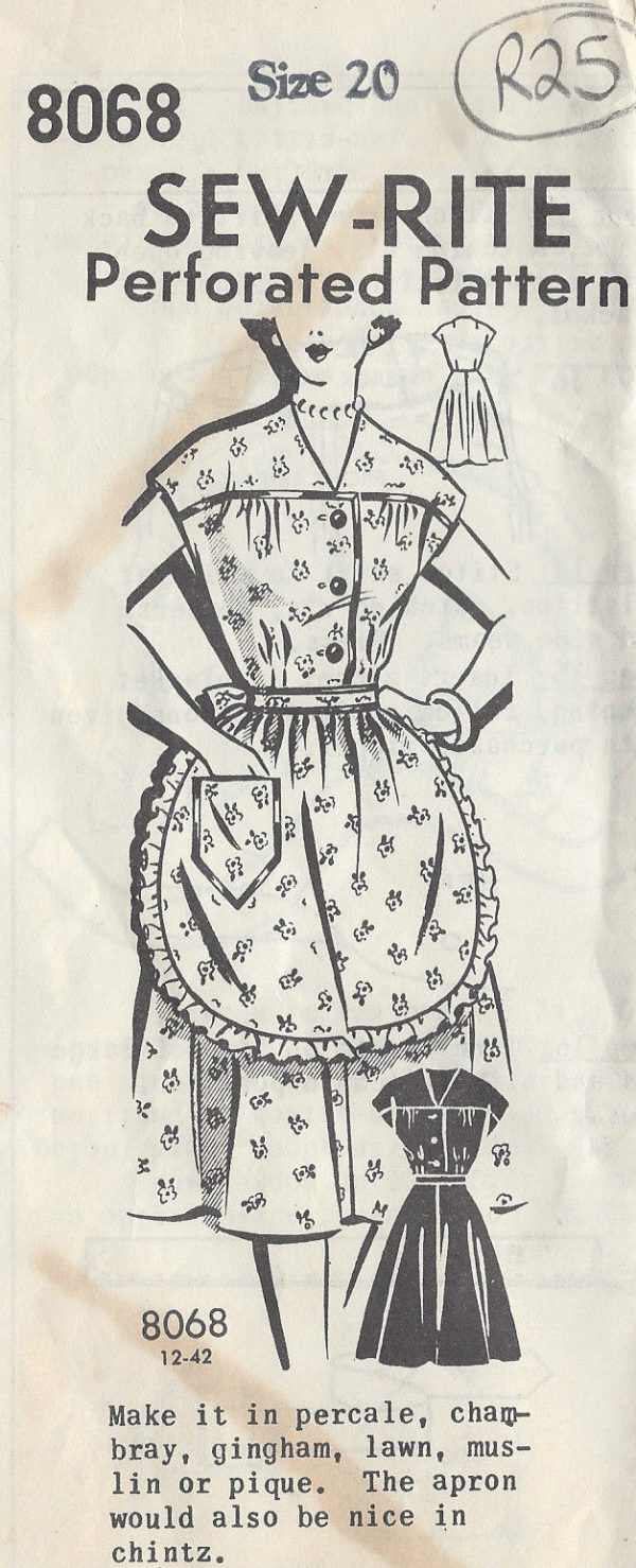 1950s-Vintage-Sewing-Pattern-DRESS-APRON-B38-R25-251144900635
