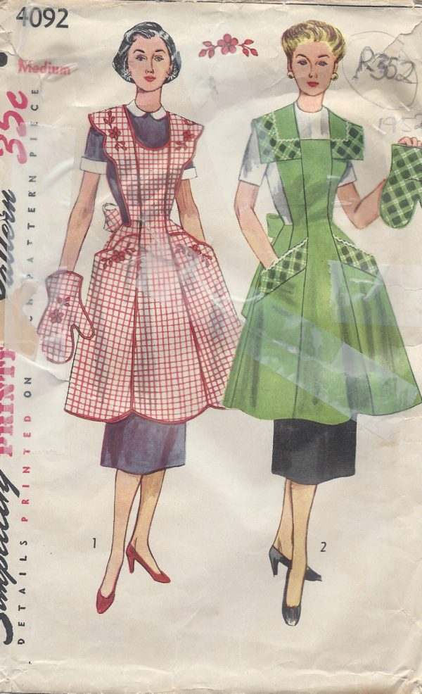 1952-Vintage-Sewing-Pattern-B36-38-APRON-HAND-MITT-TRANSFER-R352-251150948575