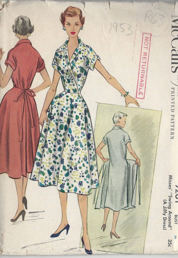 1953-Vintage-Sewing-Pattern-B34-JIFFY-DRESS-R63-251172285065
