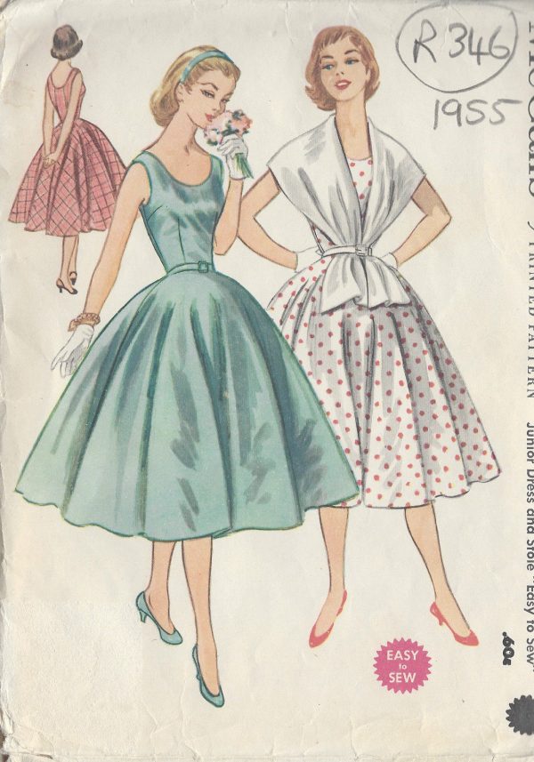 1955-Vintage-Sewing-Pattern-B33-DRESS-STOLE-R346-251157997165