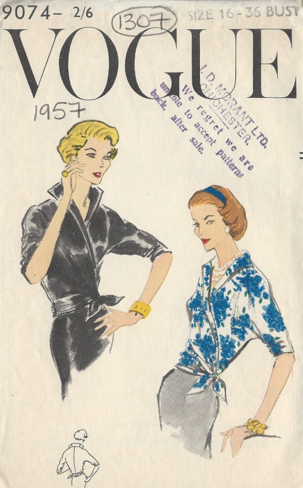 1957-Vintage-VOGUE-Sewing-Pattern-B36-BLOUSE-1307-261546152235