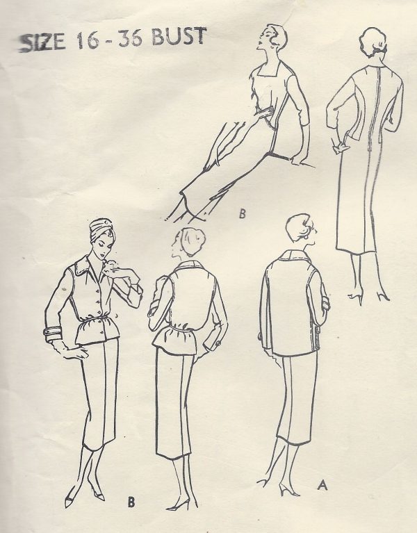 1957-Vintage-VOGUE-Sewing-Pattern-B36-DRESS-JACKET-1218-By-DIGBY-MORTON-251501826275-2