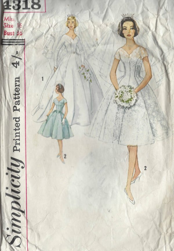 1959-Vintage-Sewing-Pattern-B36-BRIDES-BRIDESMAID-EVENING-DRESS-VEIL-1446-252004985965