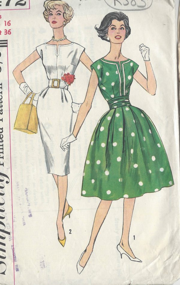 1960-Vintage-Sewing-Pattern-B36-DRESS-R383-251157429095