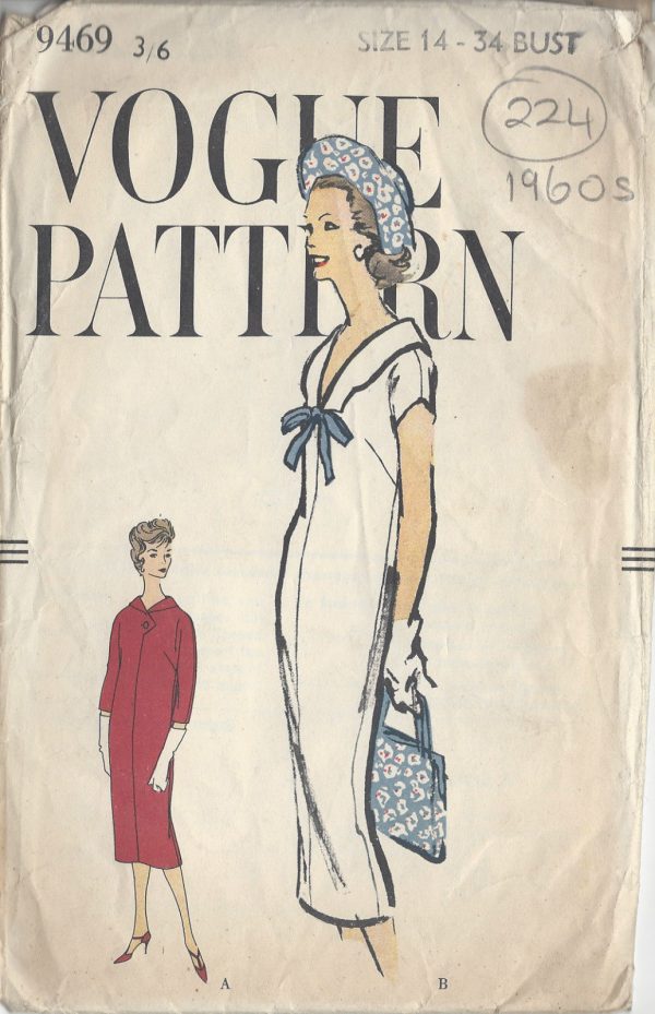 1960s-Vintage-VOGUE-Sewing-Pattern-B34-DRESS-224-251173687455-2