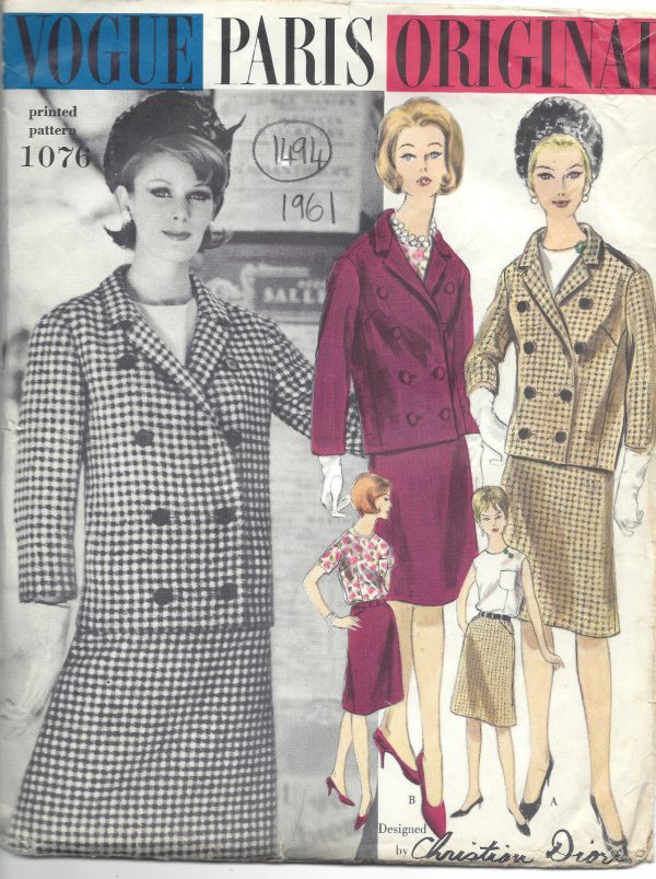 1961-Vintage-VOGUE-Sewing-Pattern-B32-JACKET-SKIRT-BLOUSE-1494-Christian-Dior-252081992505