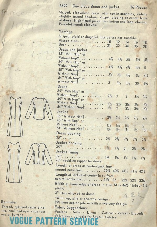 1965-Vintage-VOGUE-Sewing-Pattern-B38-DRESS-JACKET-1618-262406706375-2