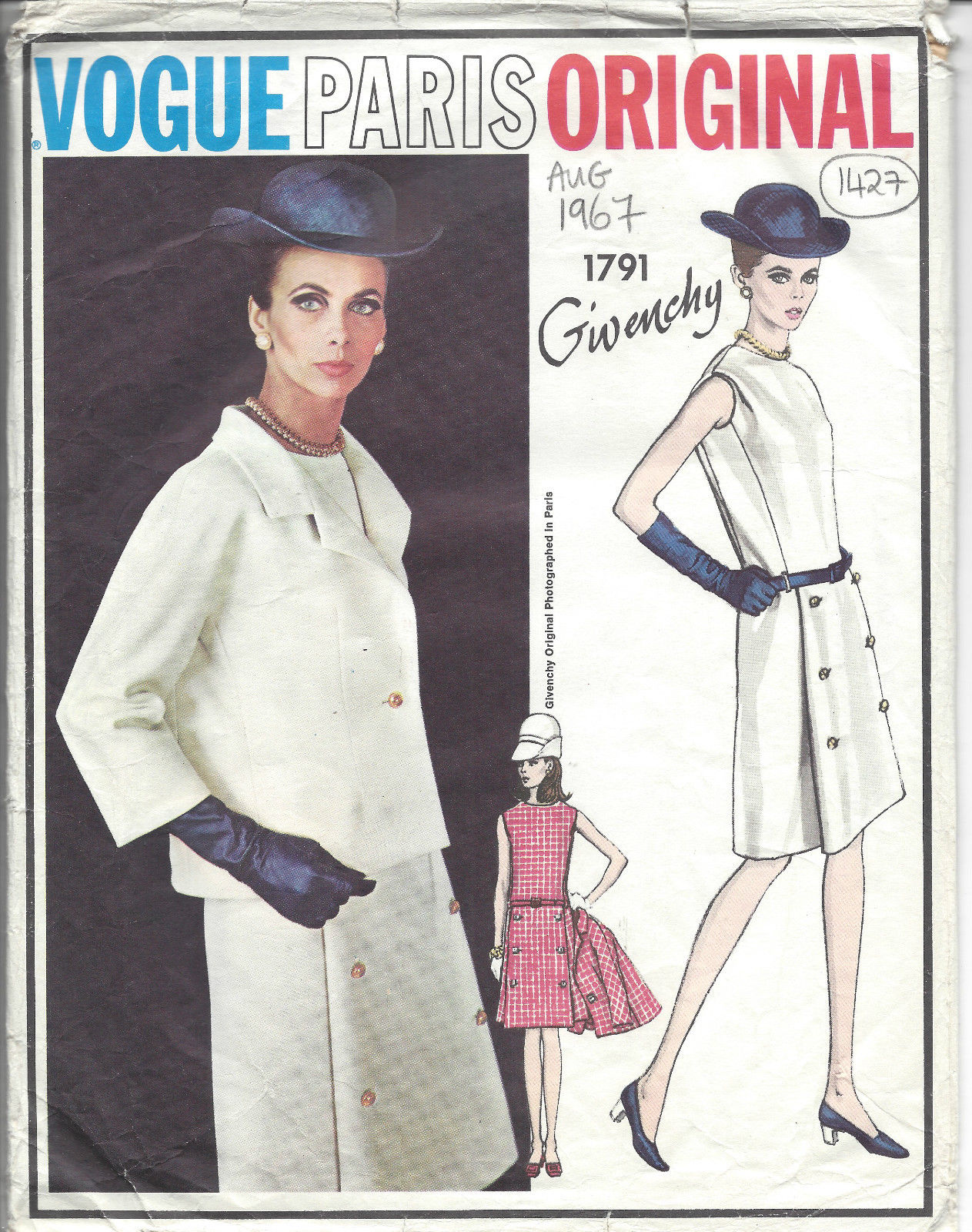 1967 Vintage VOGUE Sewing Pattern B38 DRESS & JACKET (1427) By Givenchy -  The Vintage Pattern Shop