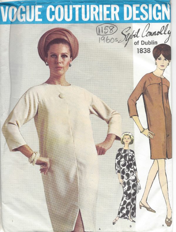 1967-Vintage-VOGUE-Sewing-Pattern-DRESS-B34-1158-By-Sybil-Connolly-261405351745