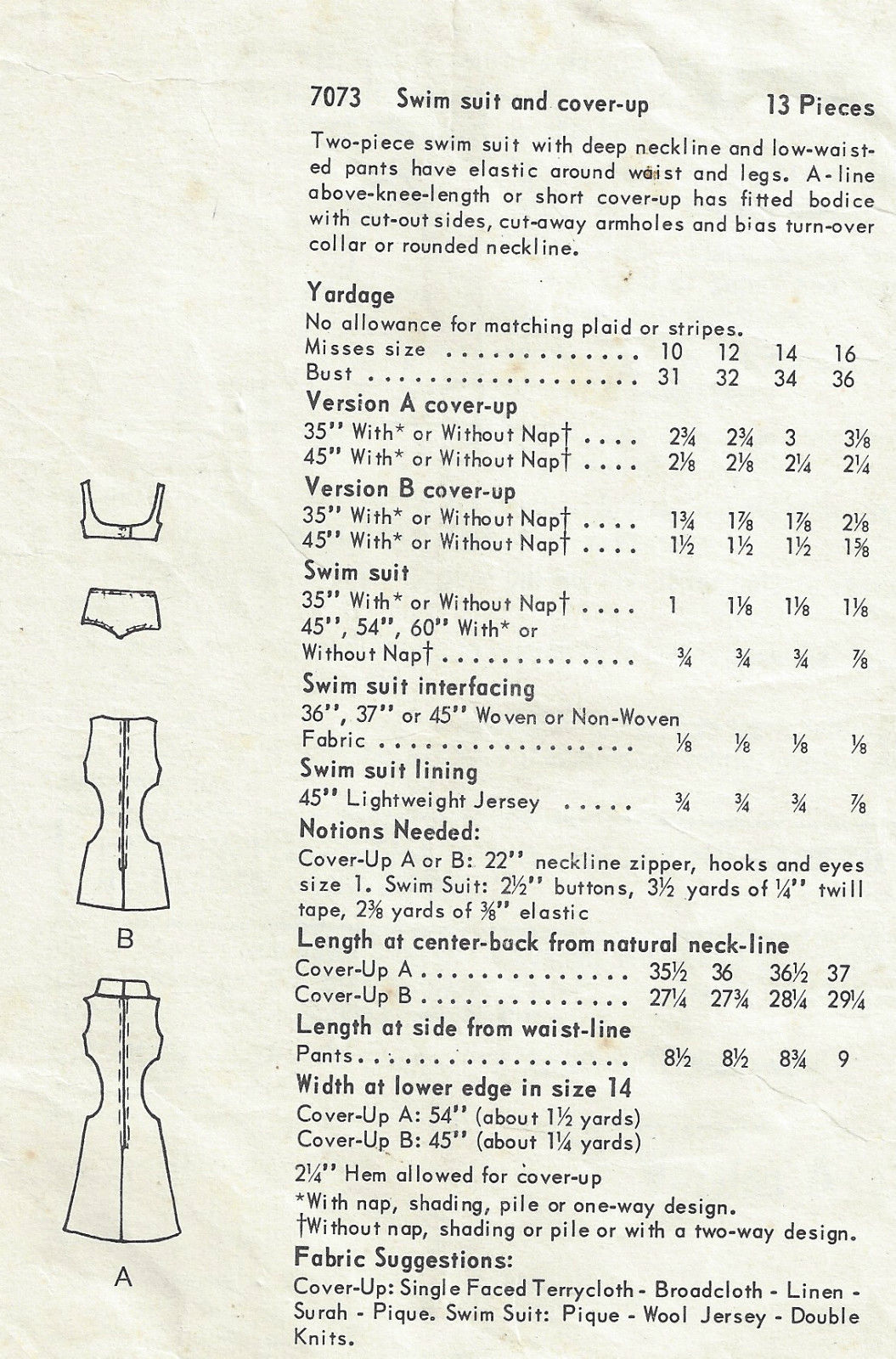 1968 Vintage VOGUE Sewing Pattern B34