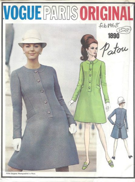 1968-Vintage-VOGUE-Sewing-Pattern-DRESS-B36-1528-By-Patou-262075221225