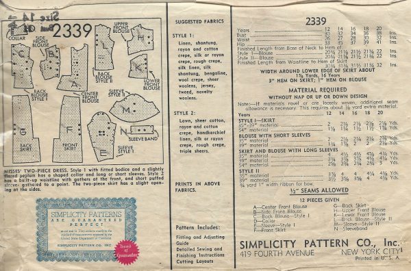 1930s-Vintage-Sewing-Pattern-B32-TWO-PIECE-DRESS-1443-252004941966-2