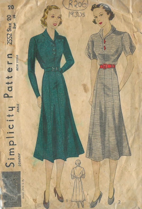 1930s-Vintage-Sewing-Pattern-DRESS-B38-R206-251143625686