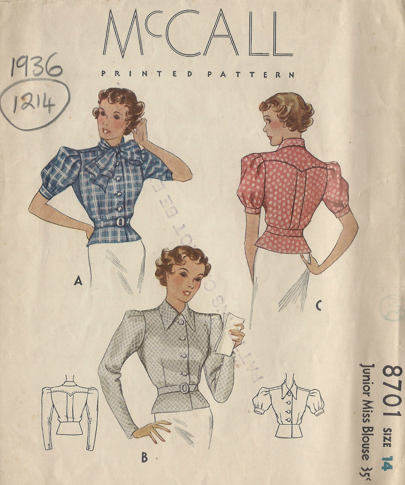 1936 Vintage Sewing Pattern B32