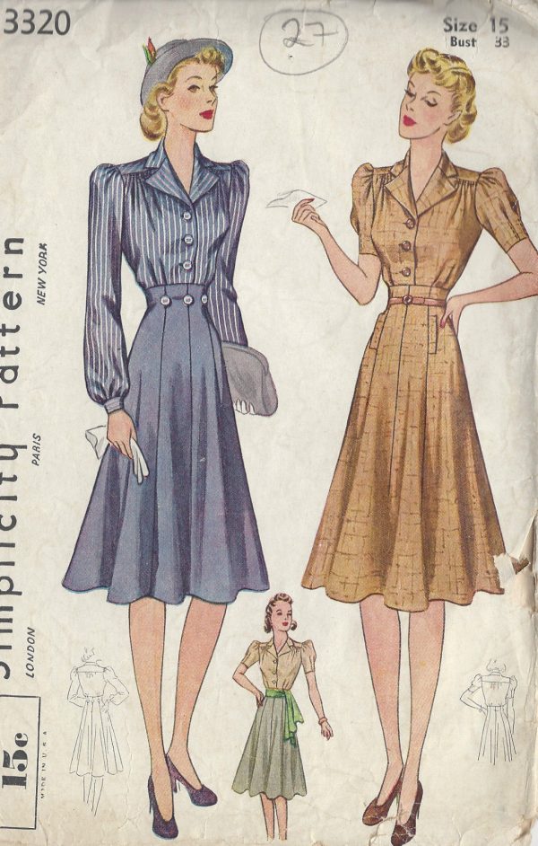 1940-Vintage-Sewing-Pattern-B33-DRESS-SKIRT-BLOUSE-27-251149358946
