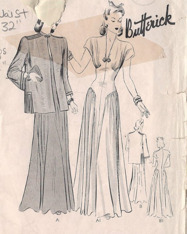 1940s-Vintage-Sewing-Pattern-B38-DRESS-JACKET-170-251182354006