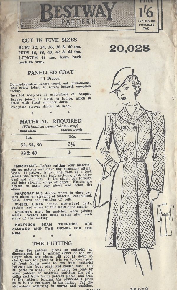 1940s-WW2-Vintage-Sewing-Pattern-B34-COAT-1086-261277998736