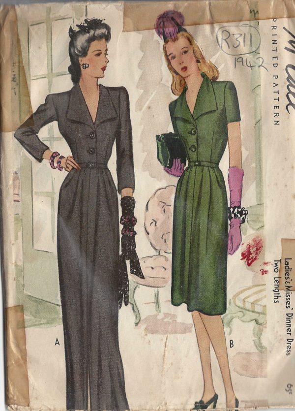 1942-Vintage-Sewing-Pattern-B32-DRESS-R311-251162789446