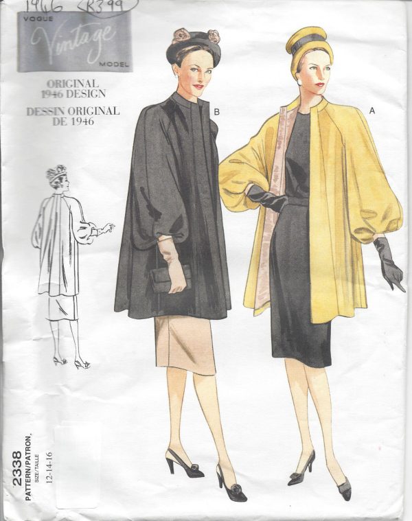 1946-Vintage-VOGUE-Sewing-Pattern-COAT-B34-36-38-R399-251142630676