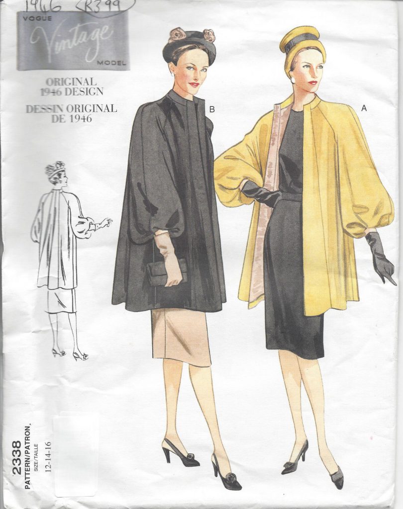 1946 Vintage VOGUE Sewing Pattern COAT B34