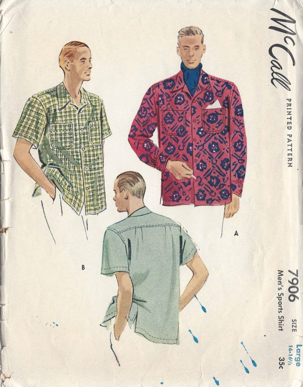 1949-Vintage-Sewing-Pattern-MENS-SHIRT-S16-16-12-R722-251174614376