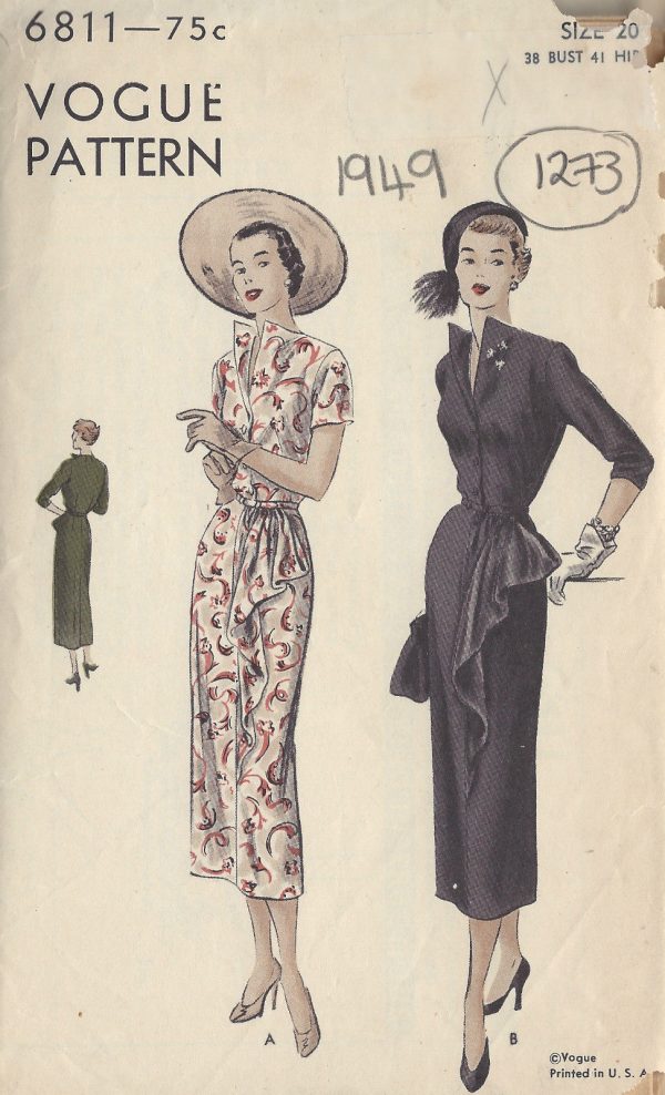 1949-Vintage-VOGUE-Sewing-Pattern-B38-DRESS-1273-251563259476