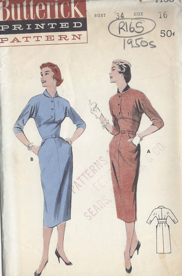 1950s-Vintage-Sewing-Pattern-B34-DRESS-R165-251163970296
