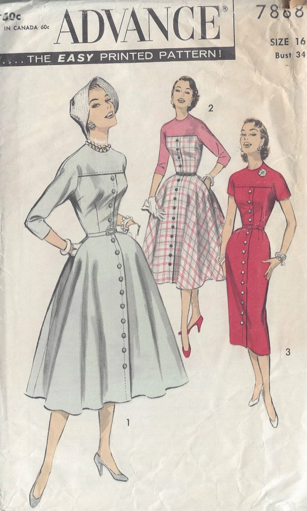 1950s-Vintage-Sewing-Pattern-B34-DRESS-R661-251177280626