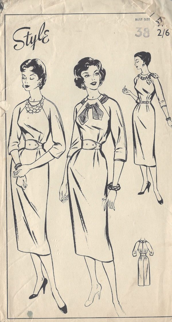 1950s-Vintage-Sewing-Pattern-B38-DRESS-1079-261277985206