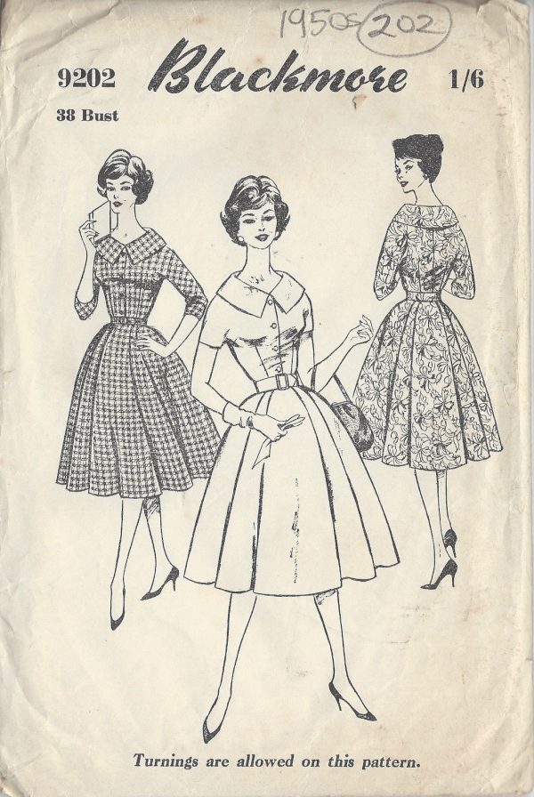 1950s-Vintage-Sewing-Pattern-B38-DRESS-202-251173299836