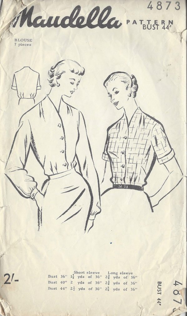 1950s-Vintage-Sewing-Pattern-B44-BLOUSE-R939-261199569916