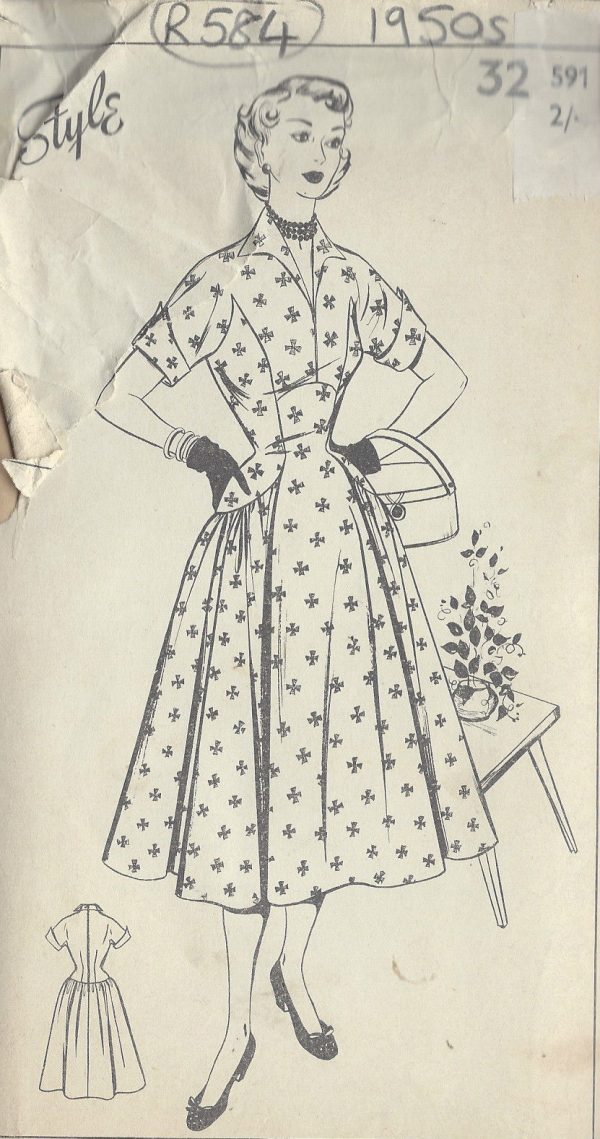 1950s-Vintage-Sewing-Pattern-DRESS-B32-R584-251144752676