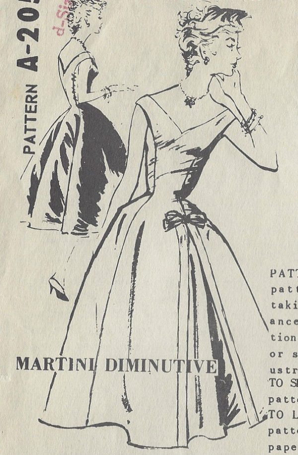 1950s-Vintage-Sewing-Pattern-DRESS-B34-179-By-Martini-Diminutive-251146744176