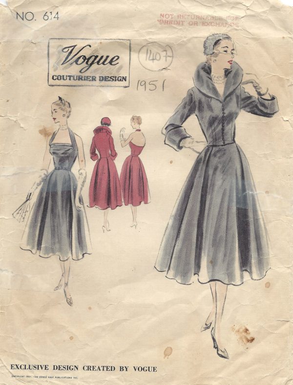 1951-Vintage-VOGUE-Sewing-Pattern-B36-JACKET-DRESS-1407R-251889055356