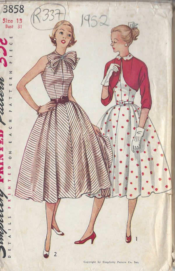 1952-Vintage-Sewing-Pattern-B31-DRESS-BOLERO-JACKET-R337-251161078326