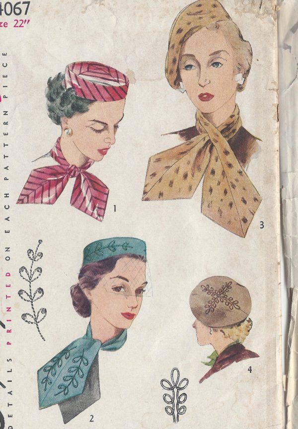 1952-Vintage-Sewing-Pattern-HAT-SCARF-TRANSFER-S22-R588-251144440006