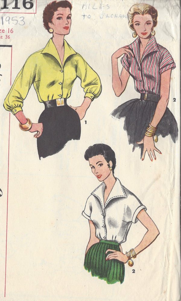 1953-Vintage-Sewing-Pattern-BLOUSE-B36-R617-251150093756