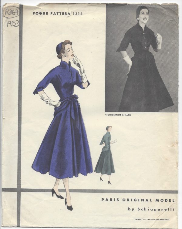 1953-Vintage-VOGUE-Sewing-Pattern-B32-DRESS-R367-By-Schiaparelli-251143052666